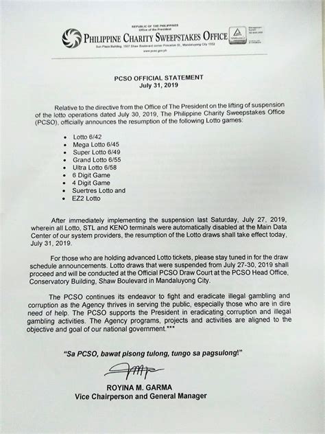 lotto suspended today